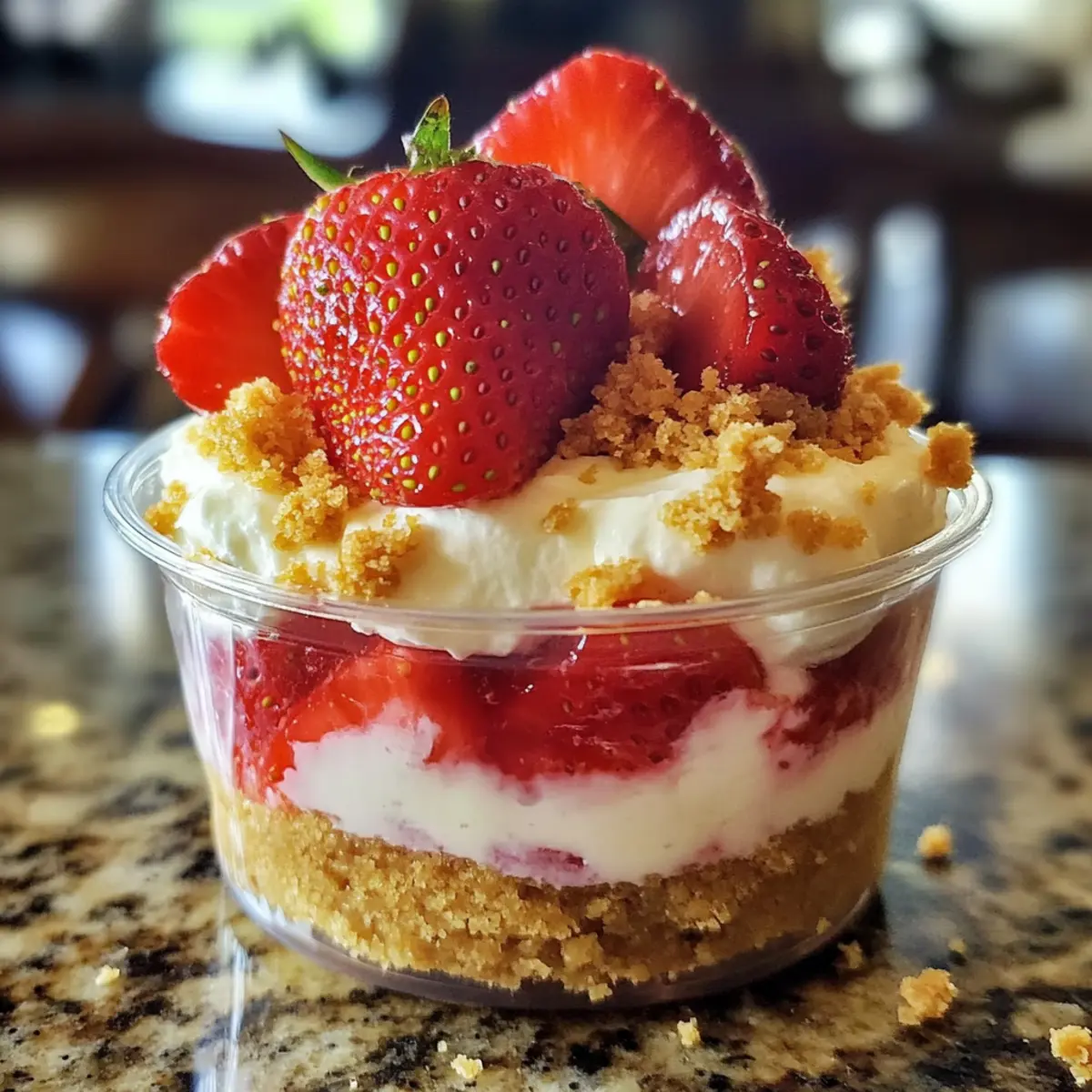Einfache No-Bake Erdbeer-Käsekuchen-Becher genießen