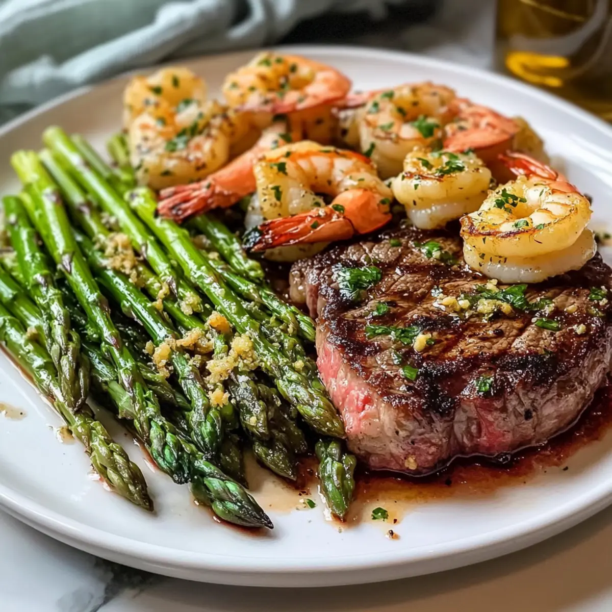 Knoblauchbutter Garnelen und Steak für dein Date Night
