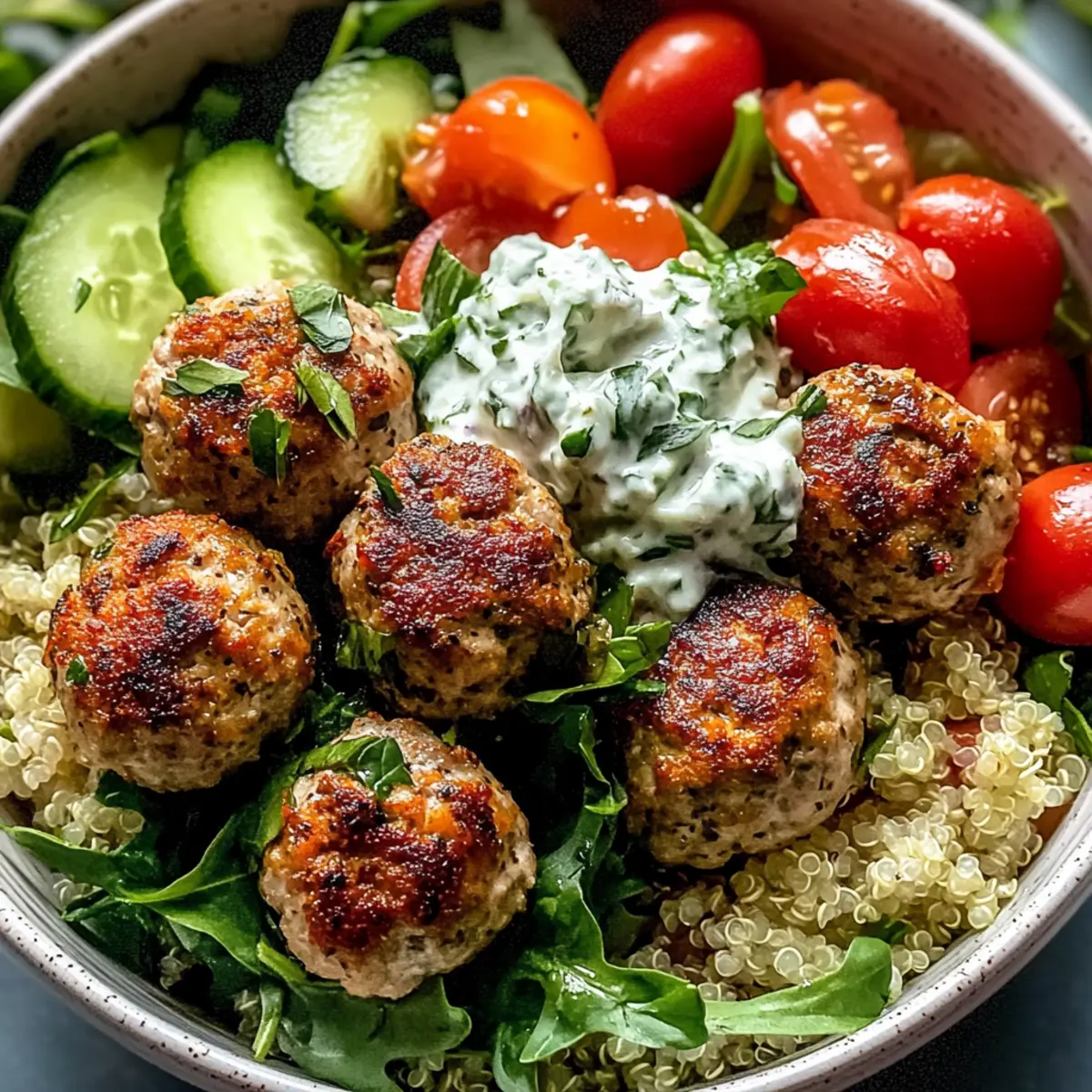 Griechische Truthahn-Fleischbällchen-Schalen ganz einfach