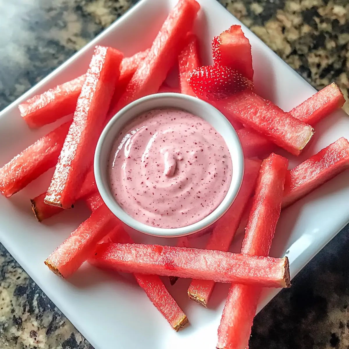 Gesunde Wassermelonen-Pommes mit Frucht-Dip