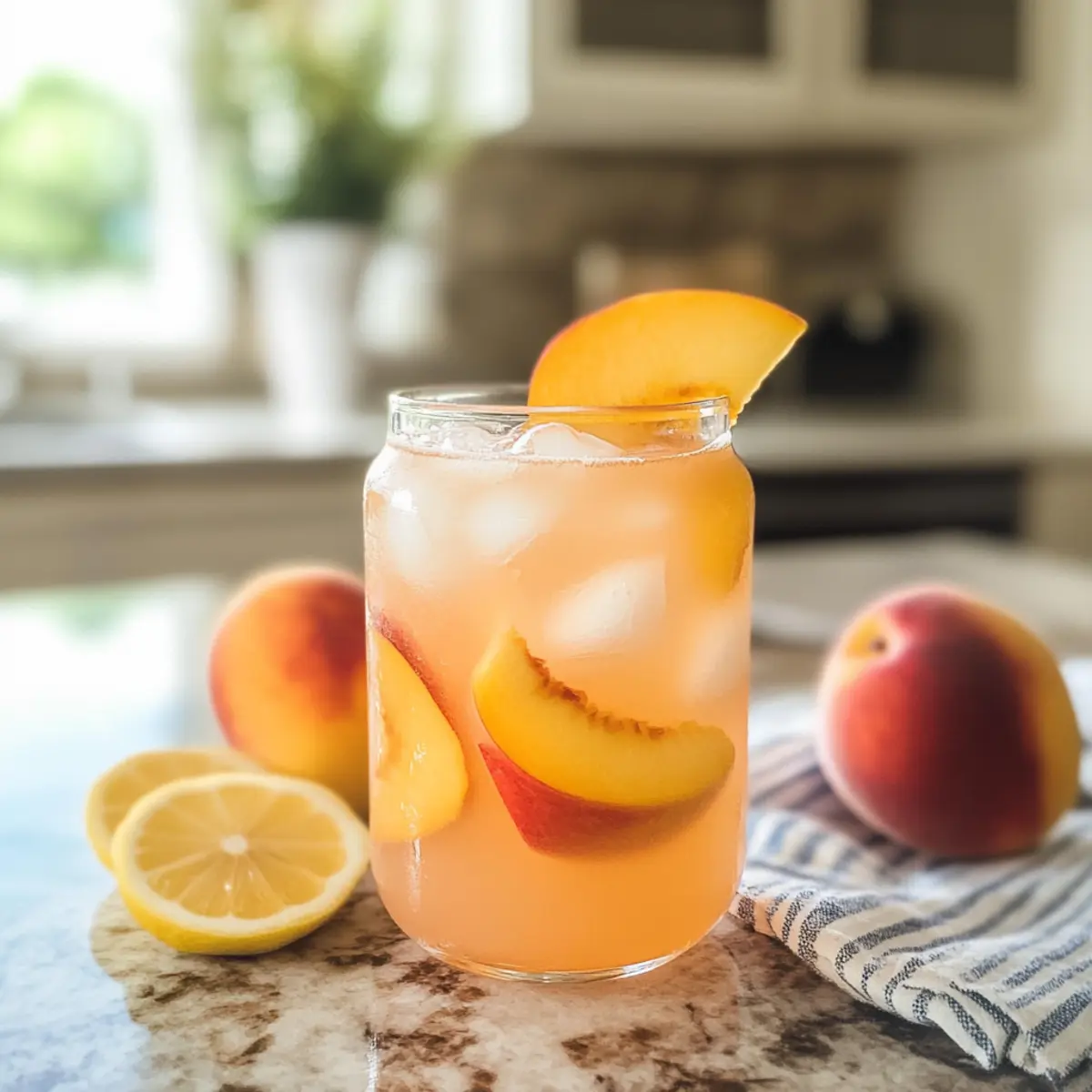 Hausgemachte Pfirsich-Zitronenlimonade für den Sommer