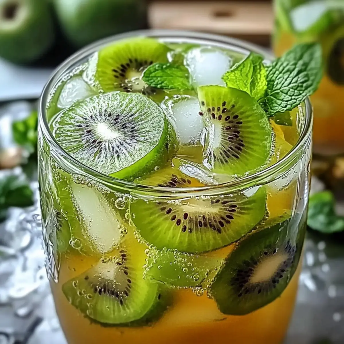Kiwi-Minze-Eiskaffee grüner Tee: Erfrischender Genuss