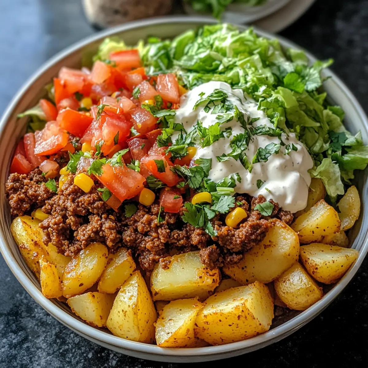Beladene Kartoffel-Taco-Schüssel für jeden Geschmack