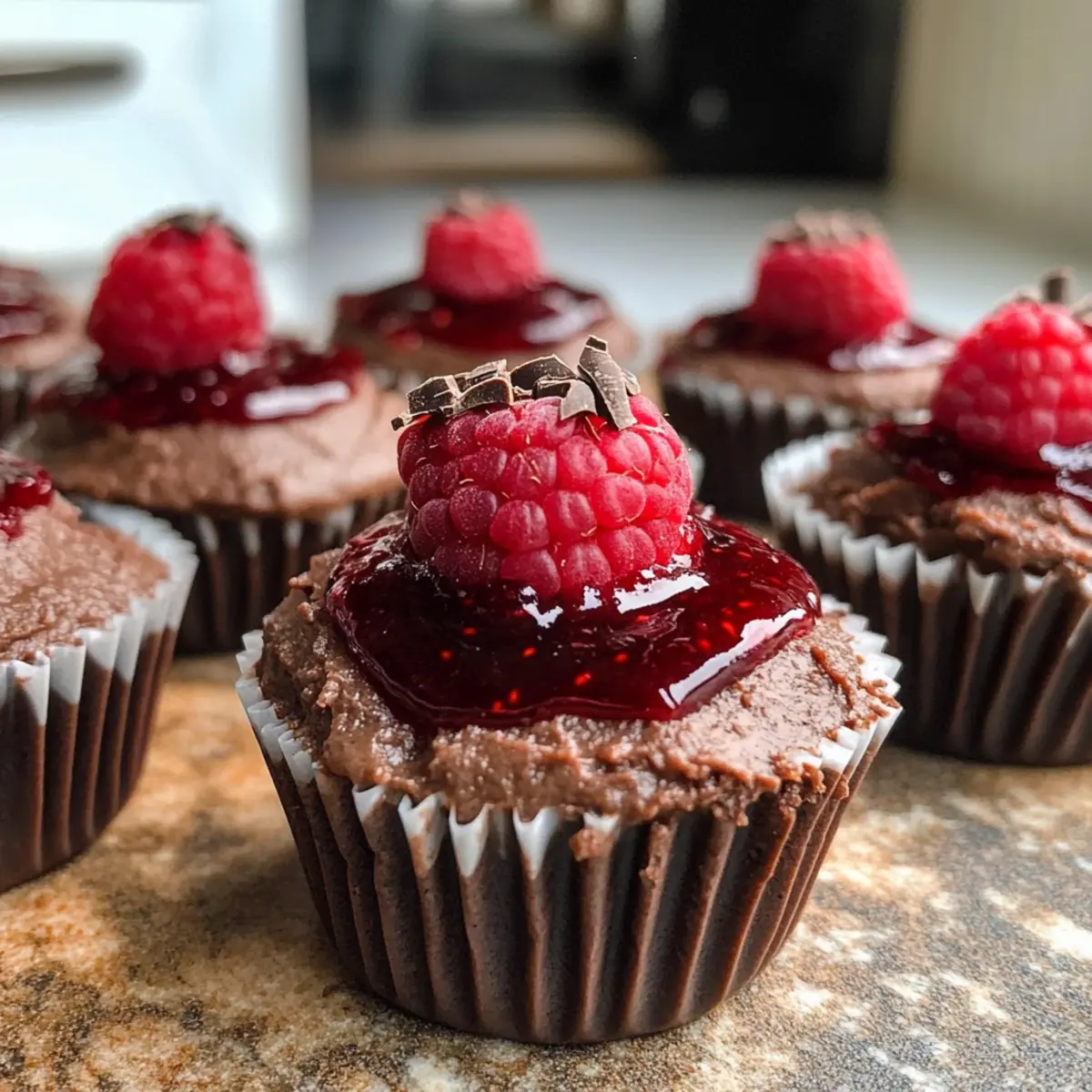 Keine Backen Himbeer-Schokoladen-Mousse-Becher geniessen