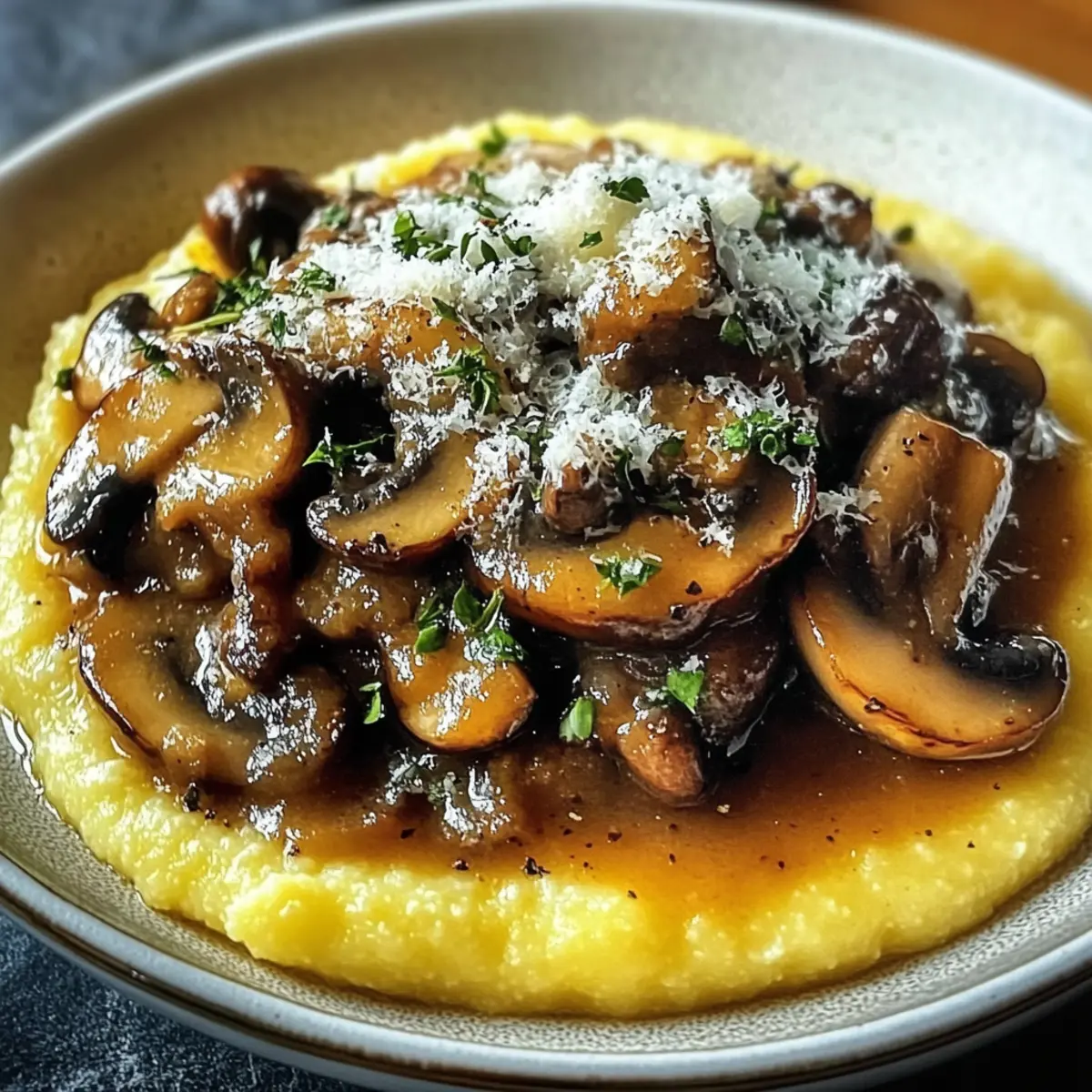 Pilzragout mit Parmesan-Polenta zum Verlieben