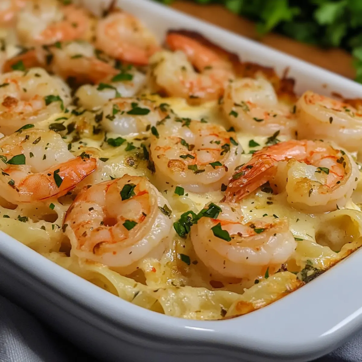 Garnelen Scampi Nudelauflauf für ein gemütliches Dinner