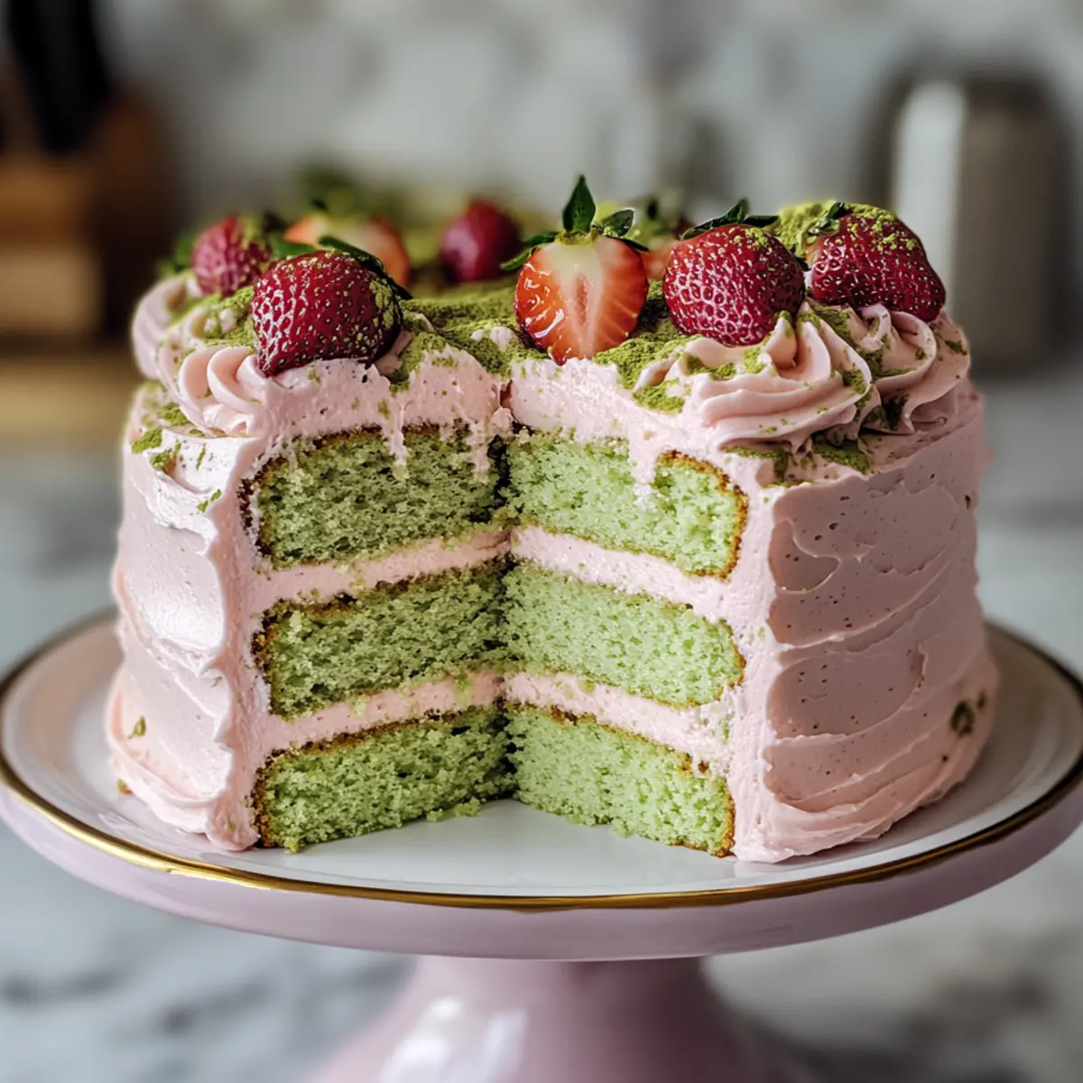 Erdbeer-Matcha-Kuchen für fruchtige Genussmomente