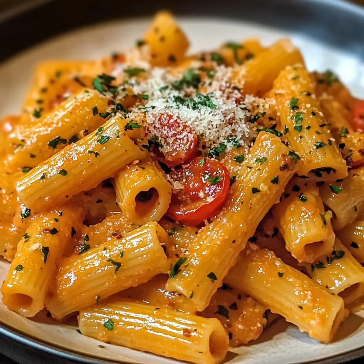 Cremige Tomatensauce Knoblauch Pasta für jeden Abend