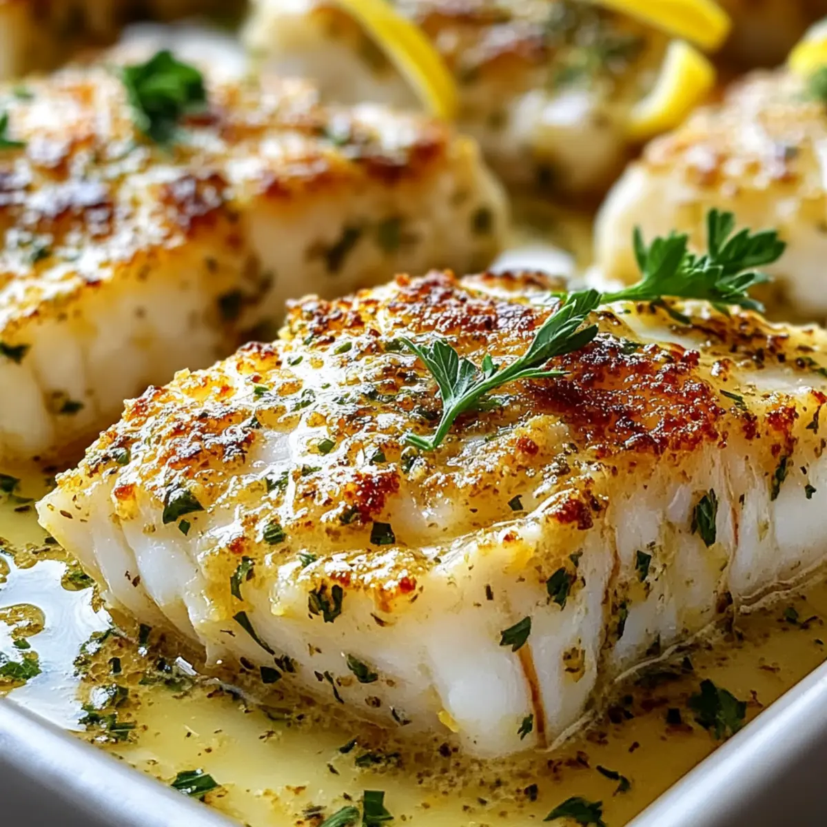 Gebratener Kabeljau mit Zitronen-Knoblauch-Butter