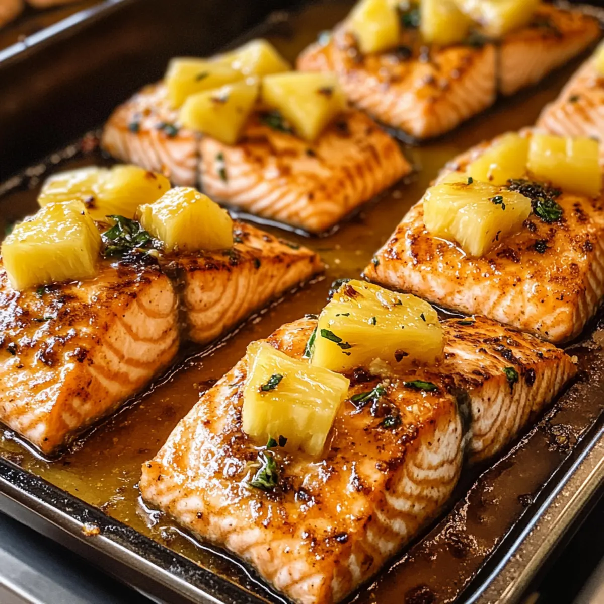 Gebackener Ananas-Lachs für tropischen Genuss