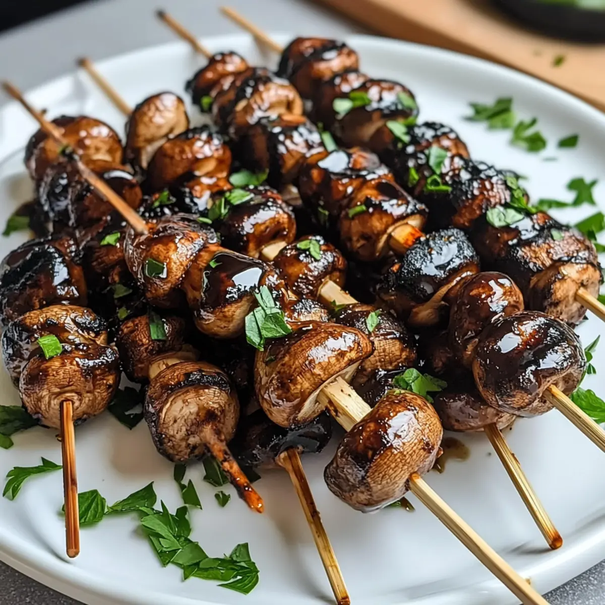 Balsamico-Garlic-gegrillte Pilzspieße leicht gemacht