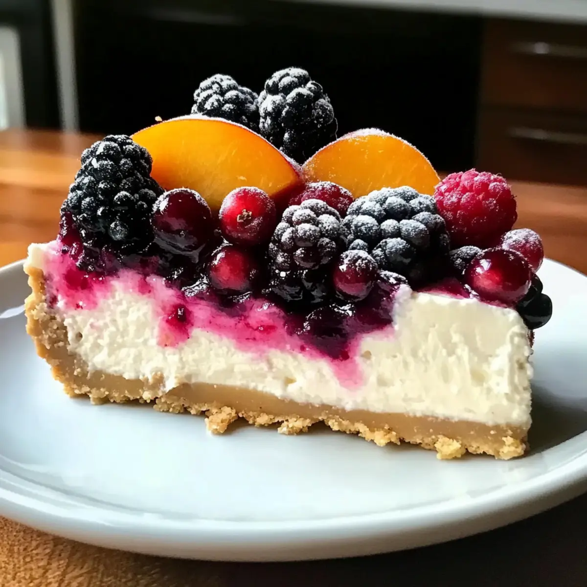 Beeren- und Pfirsichkäsekuchen ohne Backen