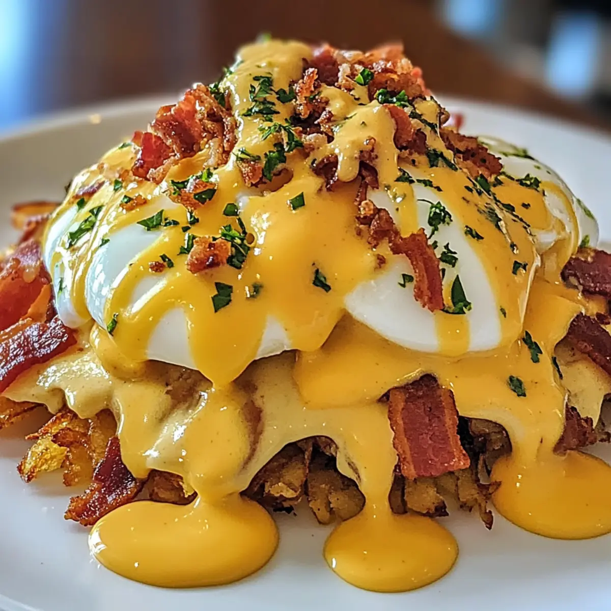 Frühstücks-Poutine mit Hollandaise-Soße Freude
