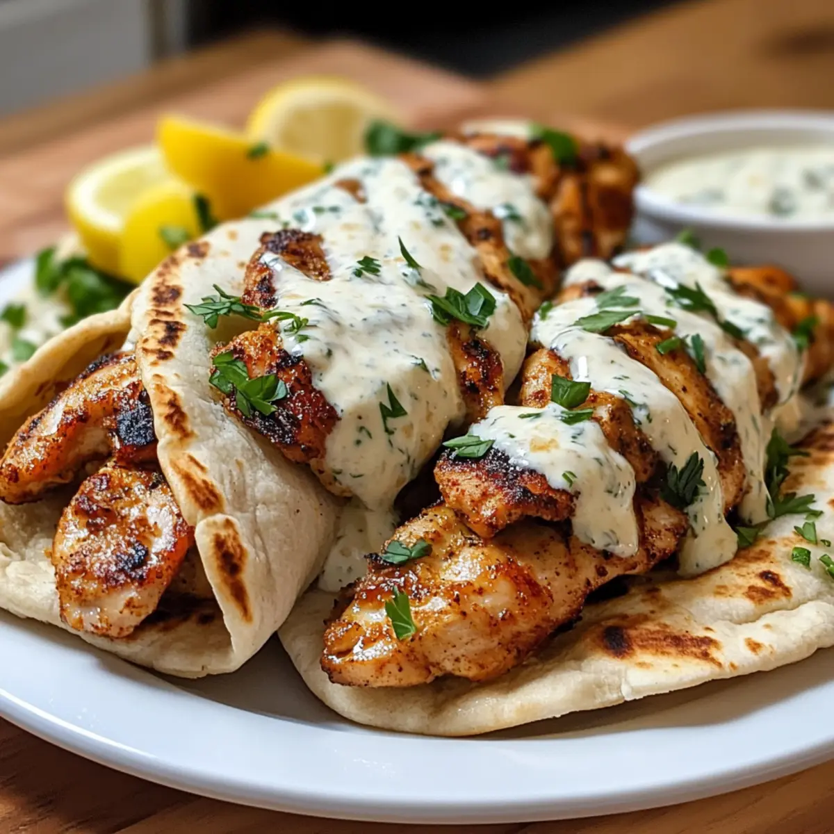 Hühnchen Shawarma mit cremiger Knoblauchsoße