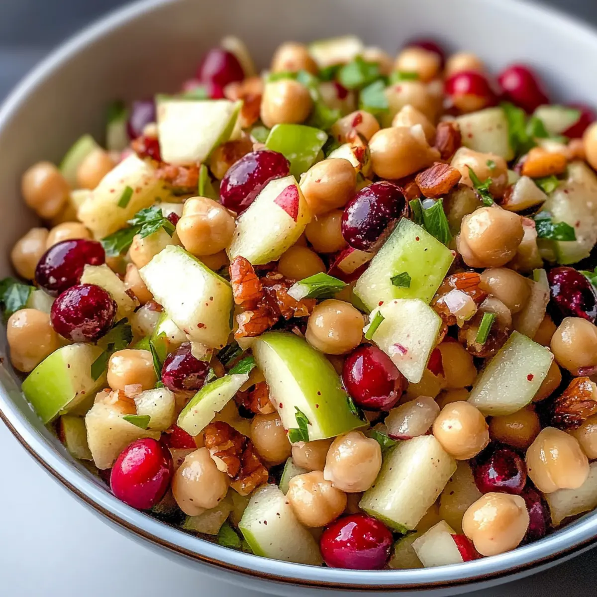 Kichererbsen Apfel Cranberry Sommer Salat genießen
