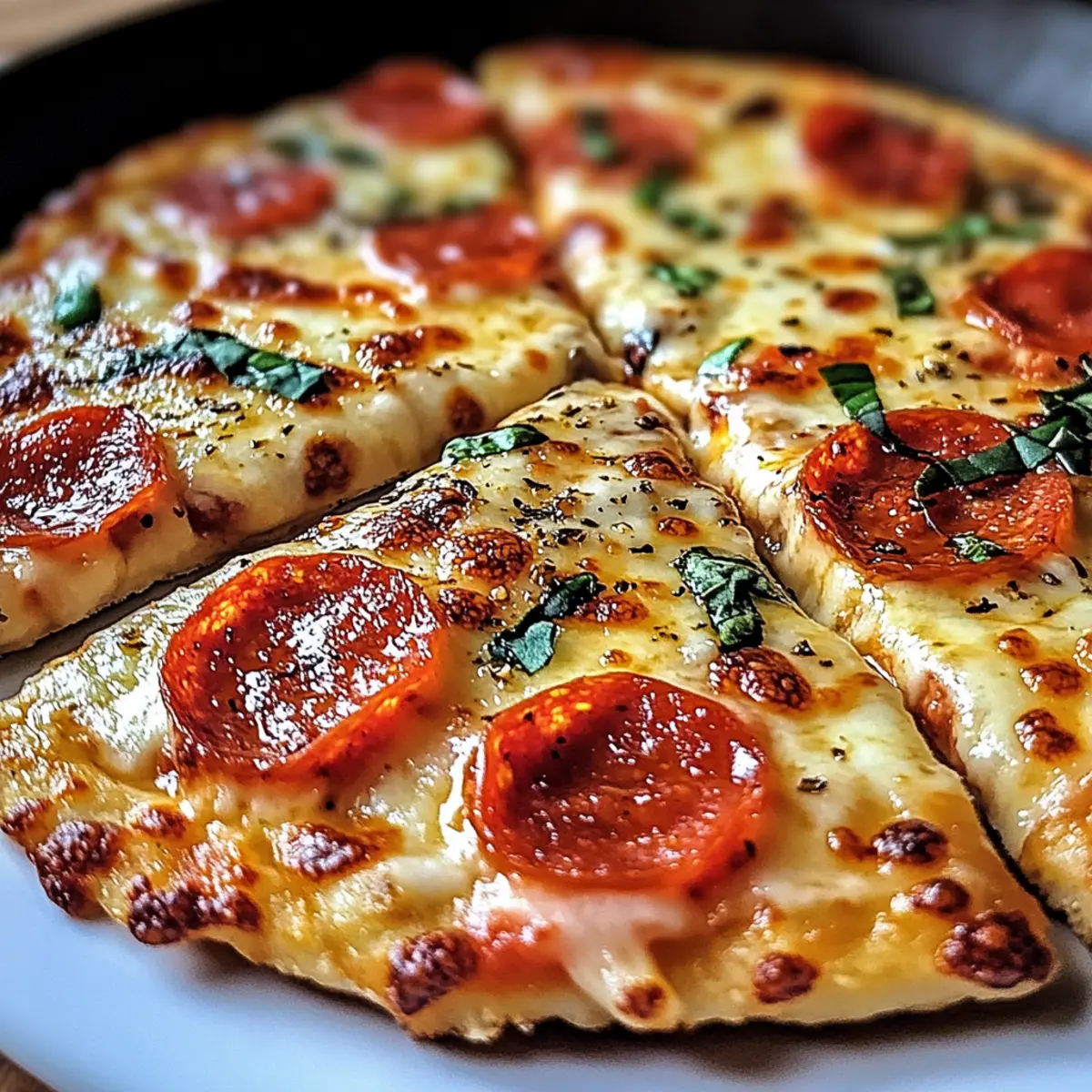 Krosse Gusseisen-Pfannenpizza für Zuhause