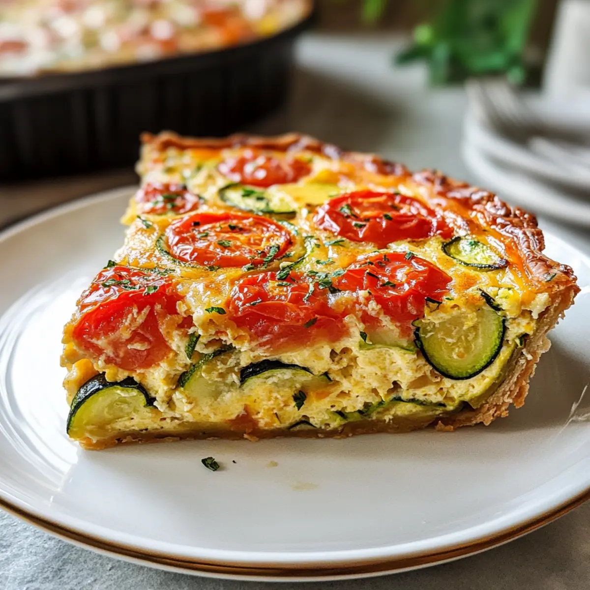 Krustenloser Zucchini-Tomaten-Quiche für jeden Anlass