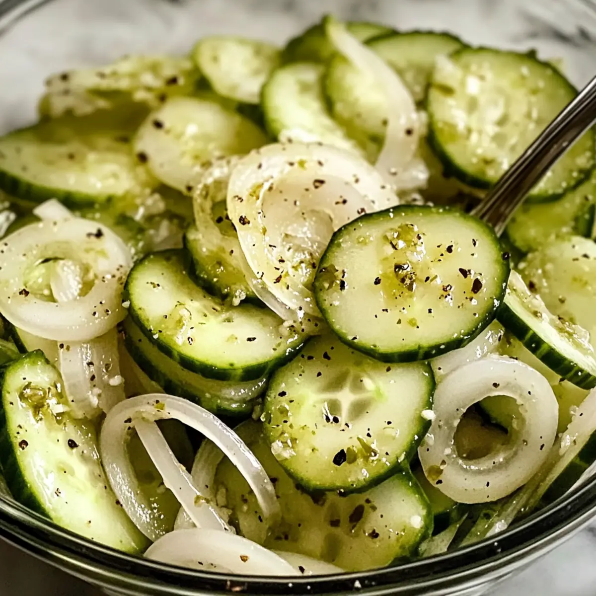 Frischer Gurkenessigsalat mit Süßzwiebeln genießen
