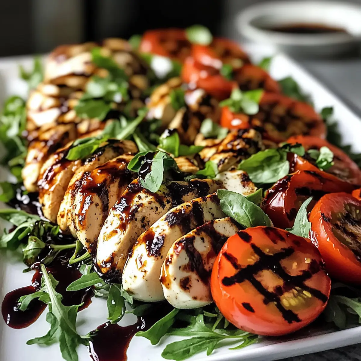 Gegrillter Hühnchen Caprese Salat für den Sommer