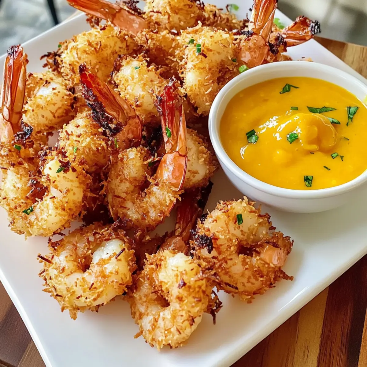 Jumbo-Kokosnuss-Garnelen mit Mango-Dip