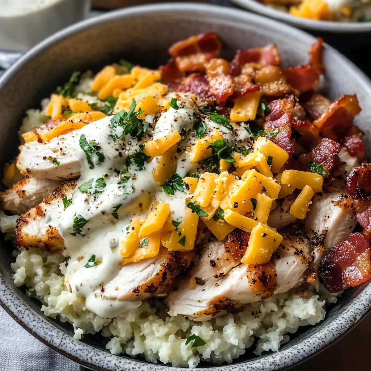 Keto Hähnchen Rindfleisch Speck Ranch Schalen Freude