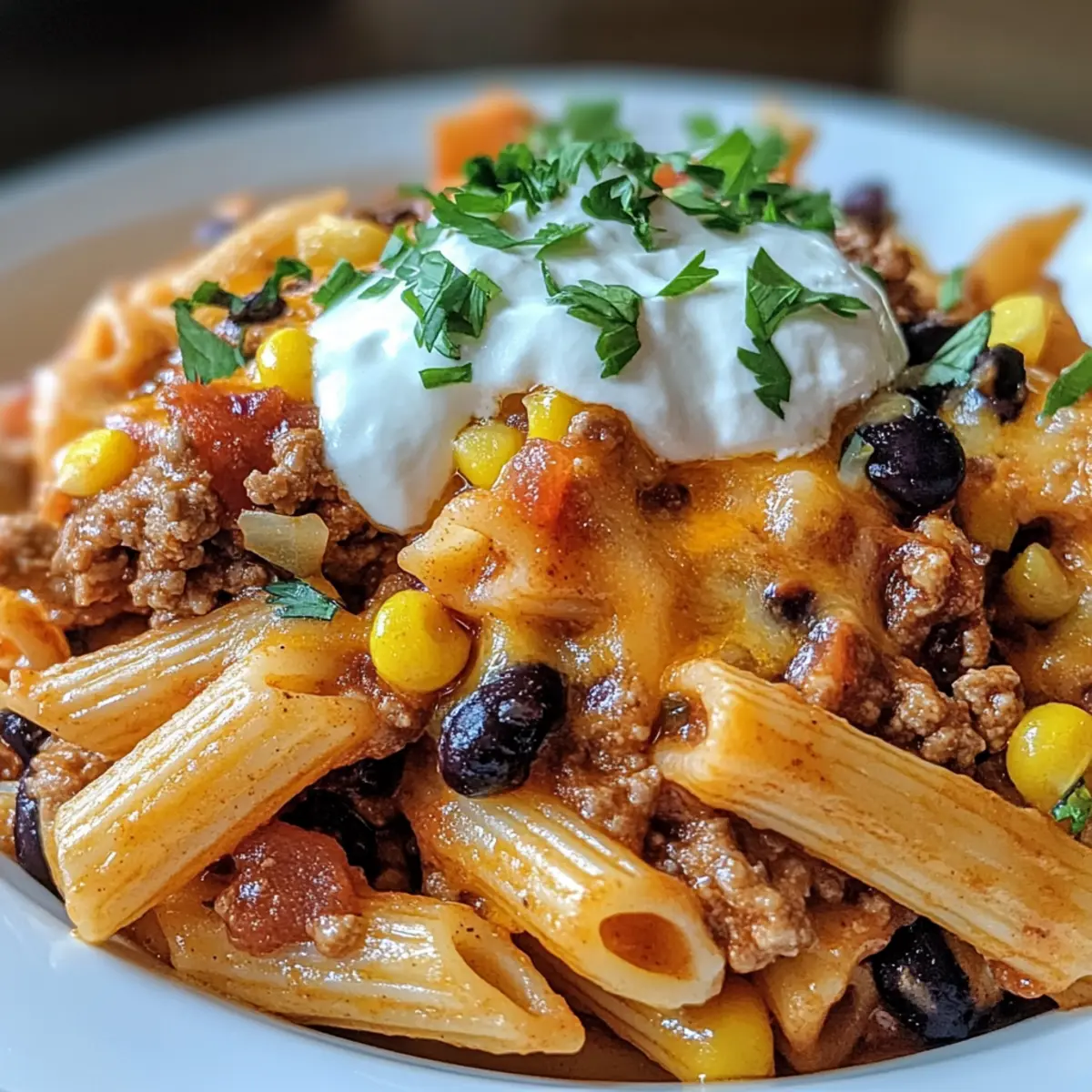 Beladene Taco-Pasta-Auflauf für die ganze Familie
