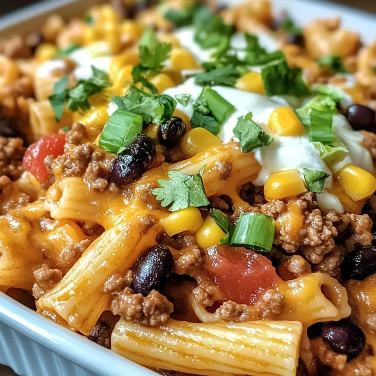 Beladene Taco-Nudel-Auflauf für jeden Abend