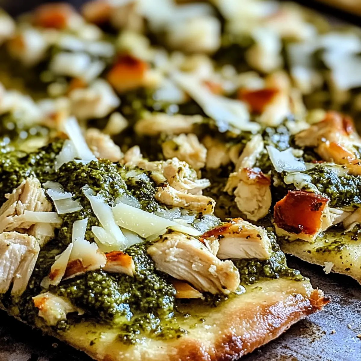 Pesto-Hühnchen-Fladenbrote schnell und einfach