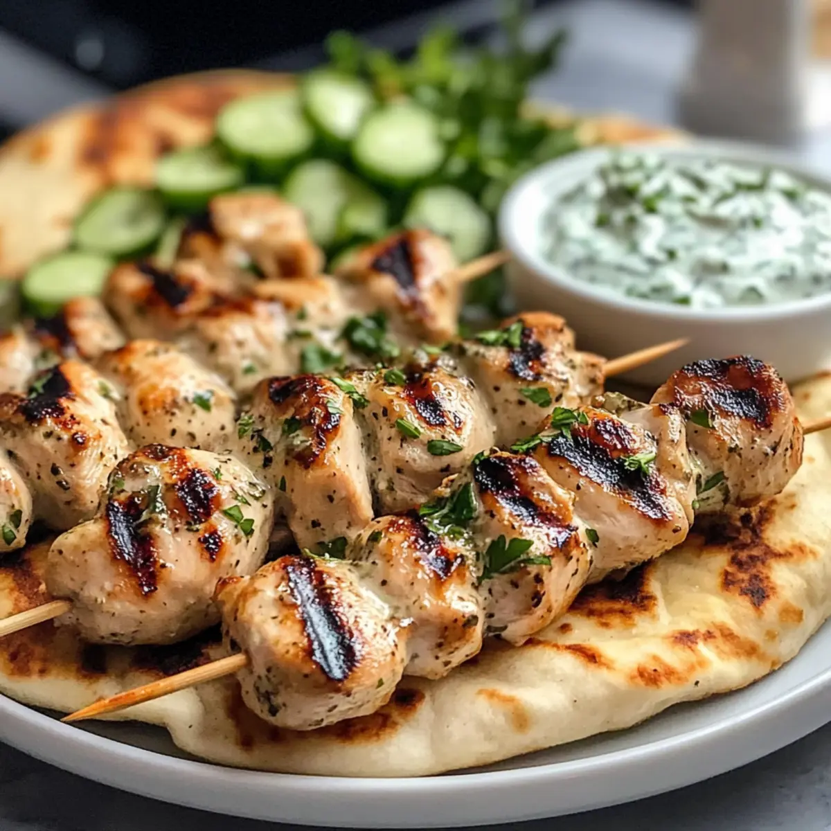 Souvlaki-Spieße mit Tzatziki und Pita-Brot Genuss