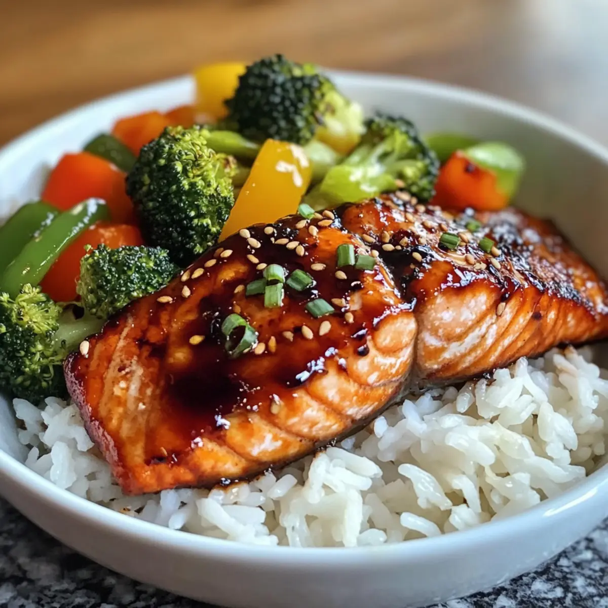 Teriyaki-Glasierte Lachs-Reis für schnelles Dinner