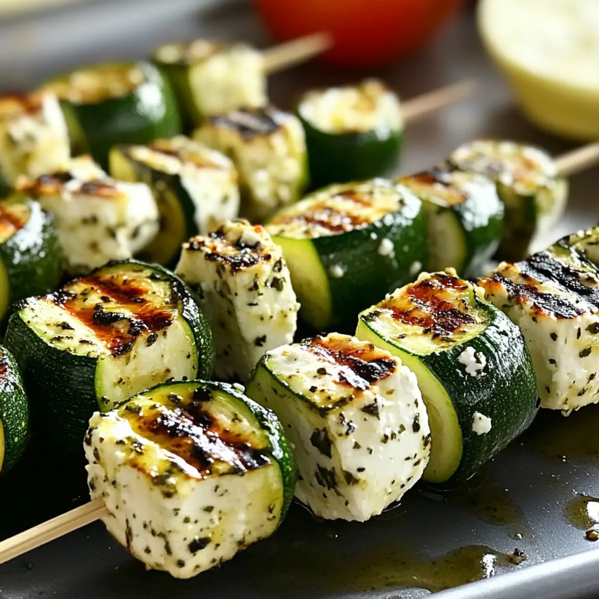 Vegetarische Zucchini-Feta-Spieße leicht gemacht