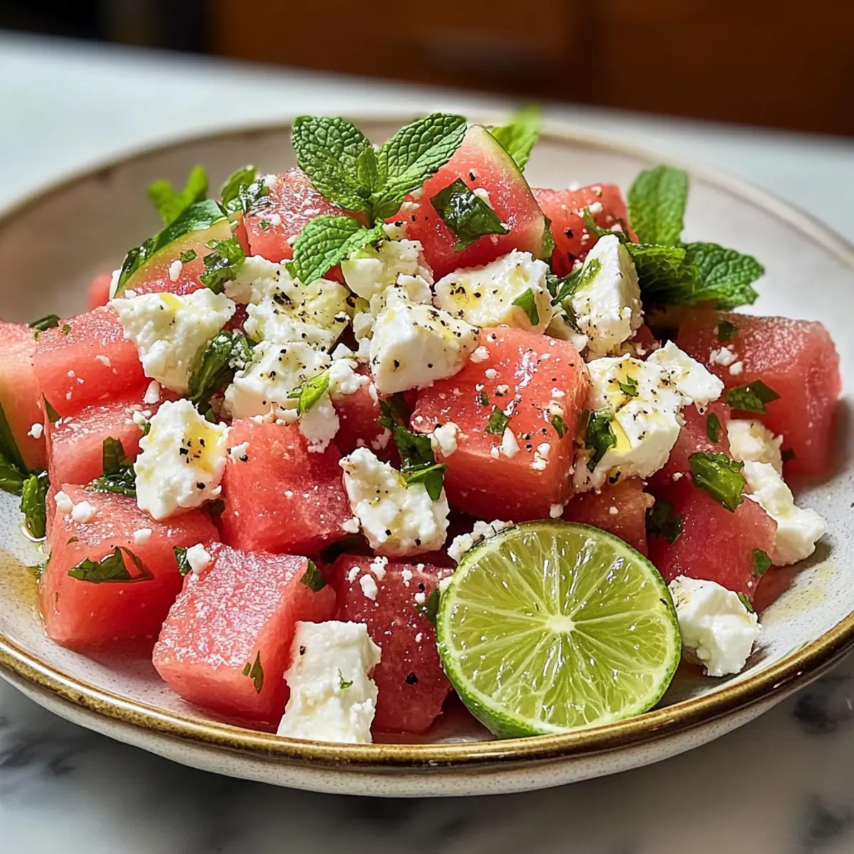 Wassermelonen-Feta-Minze-Salat für den perfekten Sommer