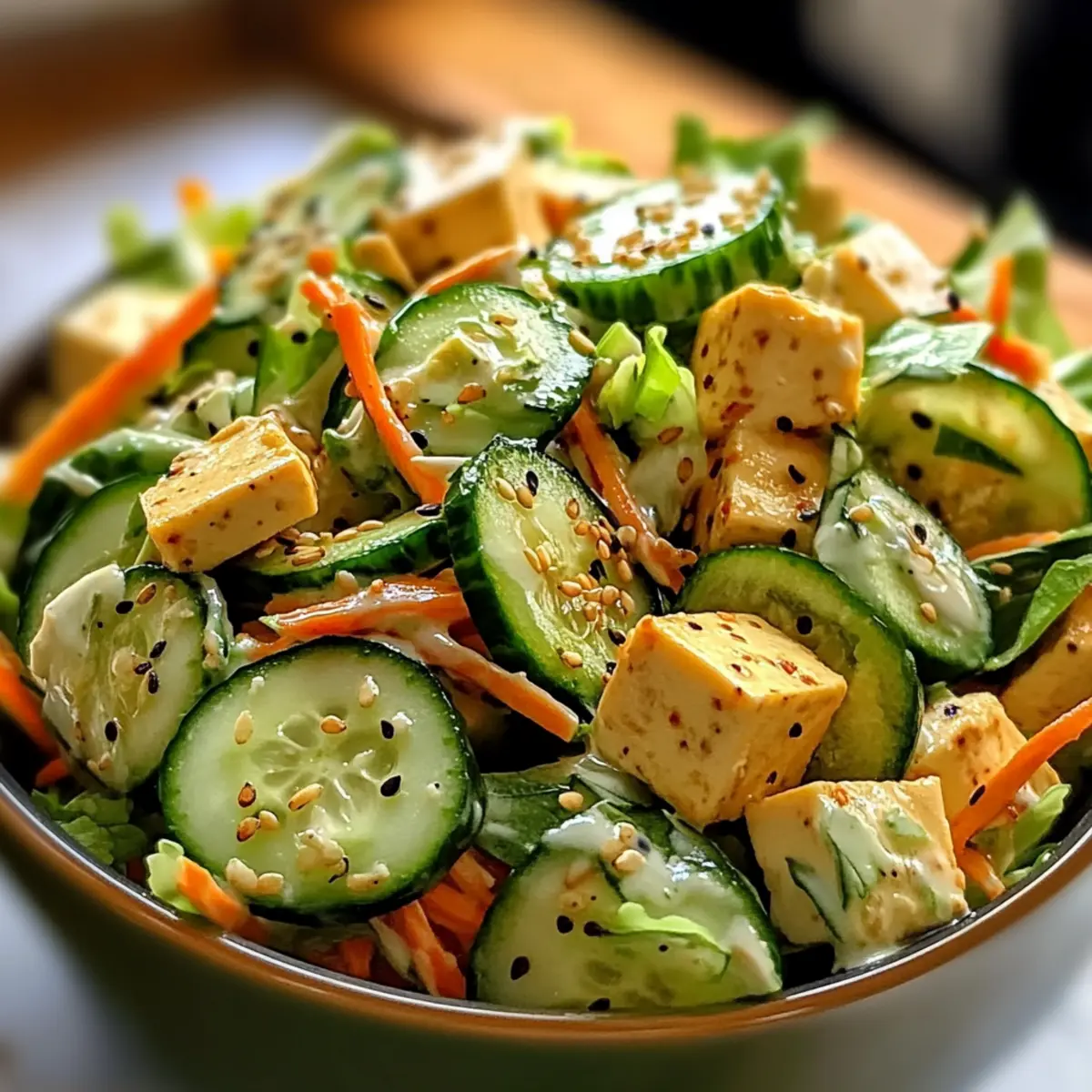 Asiatischer Gurkensalat mit cremigem Dressing