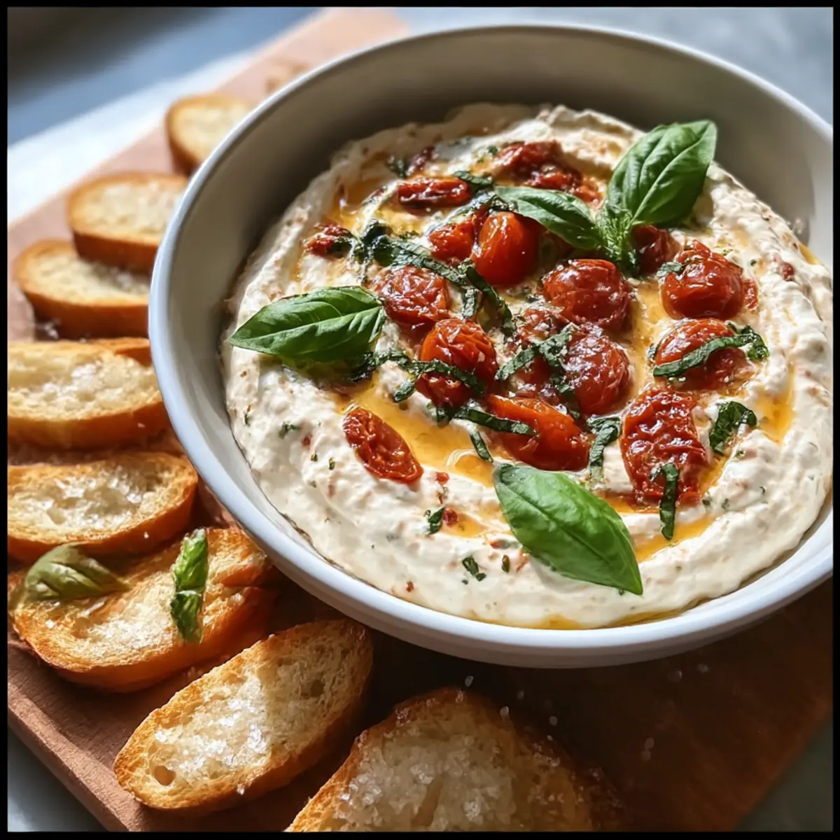 Burrata-Dip Tomate-Basilikum für echte Genießer