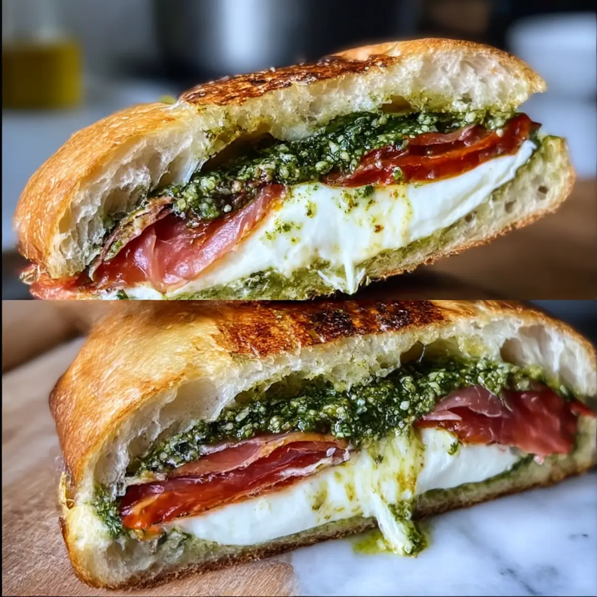 Burrata Pesto Sandwich für Feinschmecker zuhause