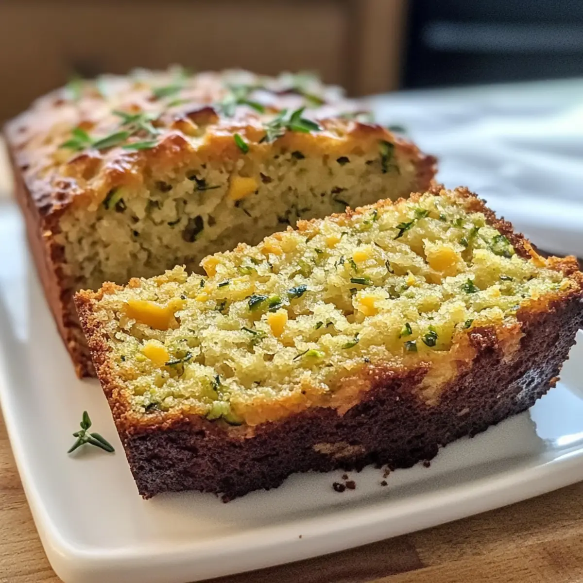 Cheddar Zucchini Brot mit frischen Kräutern