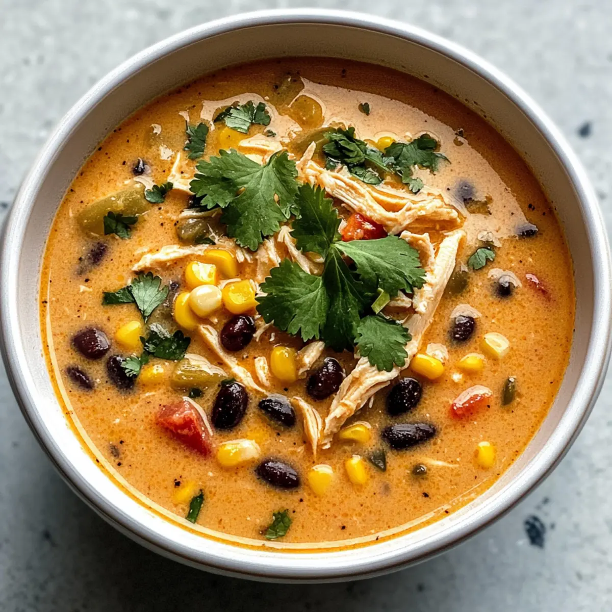 Einfache Hähnchen-, Poblano- und Schwarzbohnen-Suppe