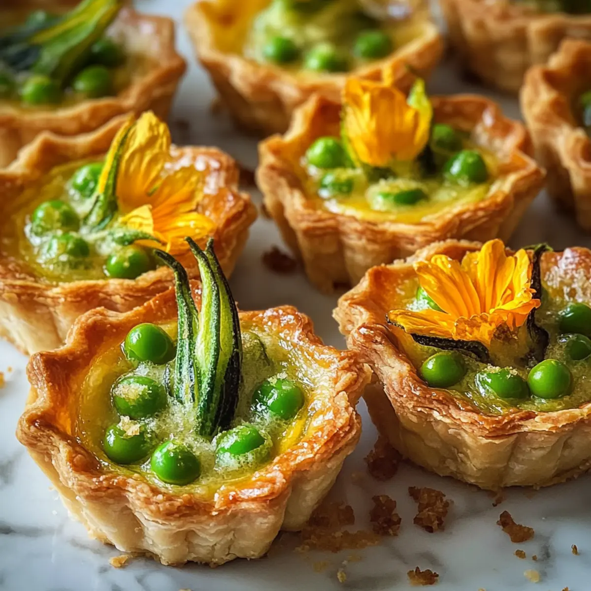 Erbsen Tartelettes Zucchiniblüten Genuss für den Sommer