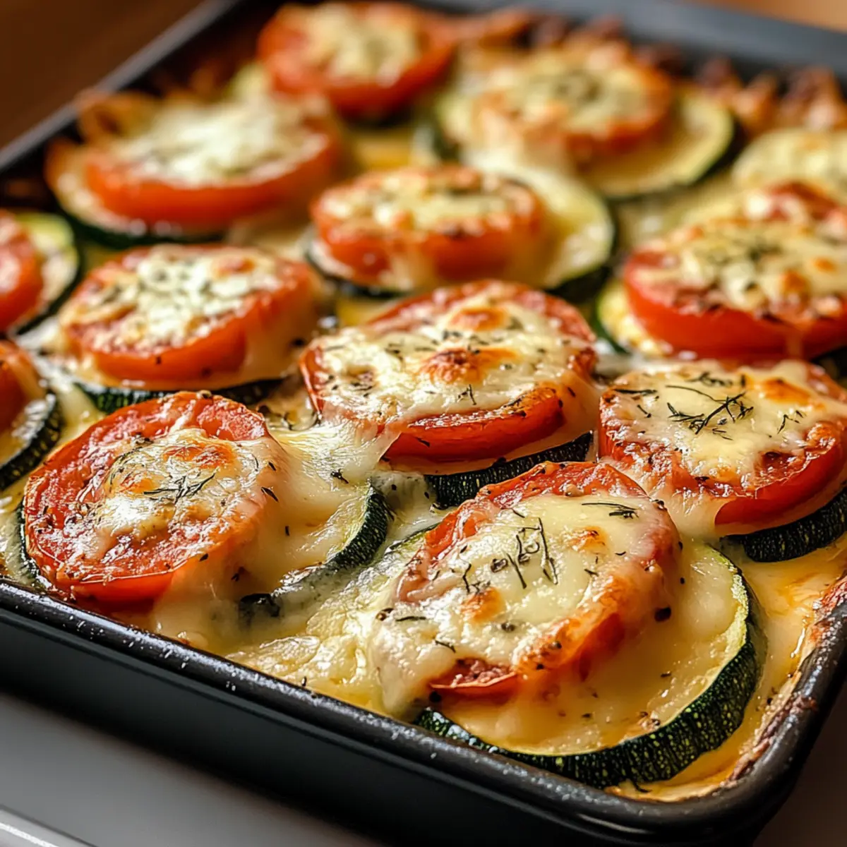 Gebackene Zucchini mit Käse und Tomate leicht gemacht