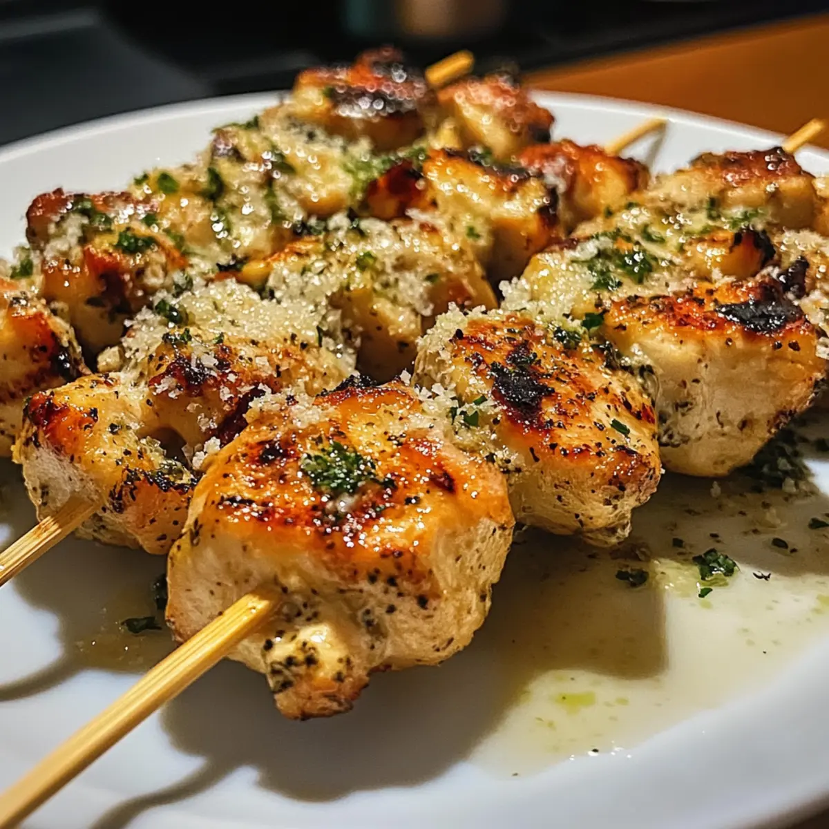 Knoblauch Parmesan Hähnchenspieße einfache Grillidee