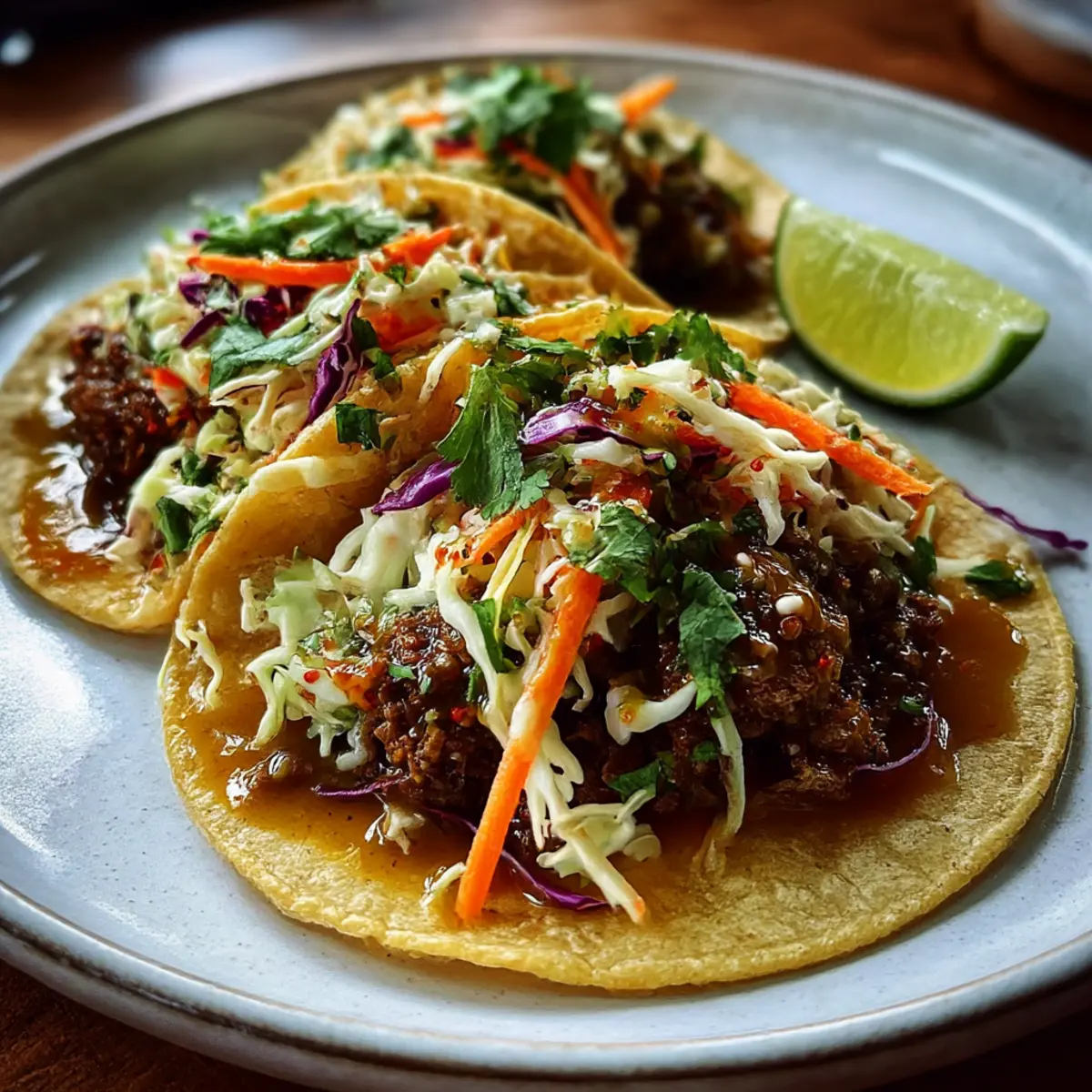 Koreanische Rindfleisch-Tacos mit Gochujang-Slaw