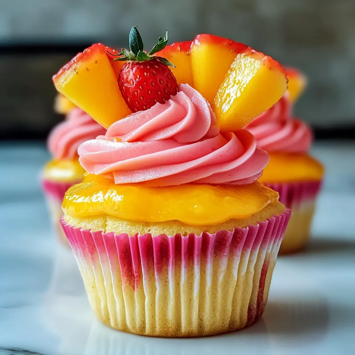 Mango Erdbeer Sonnenuntergang Cupcakes für jeden Anlass