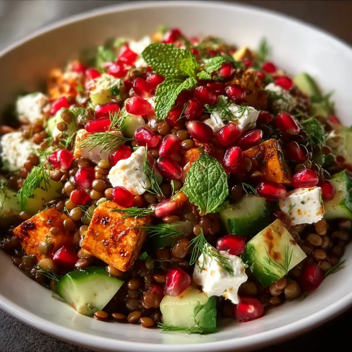 Orientalischer Linsensalat mit frischen Kräutern