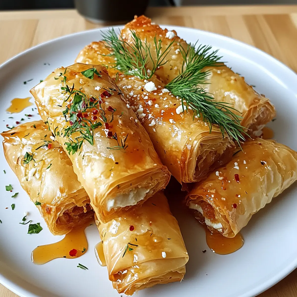 Ofen gebratene Feta-Rollen mit Chili-Honig Genuss