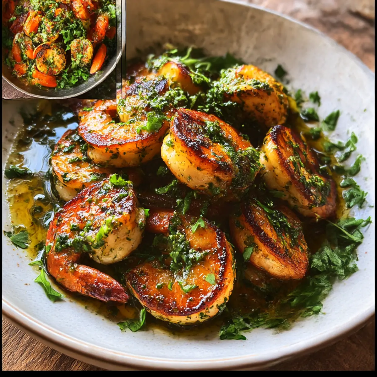 Pfanne-geröstete Chimichurri-Garnelen in 20 Minuten