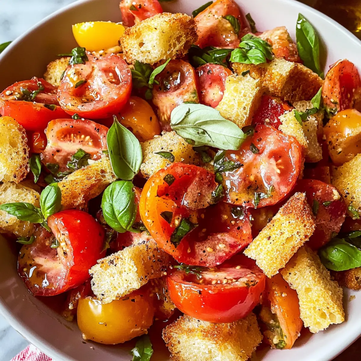 Frischer Panzanella-Salat für heiße Sommertage