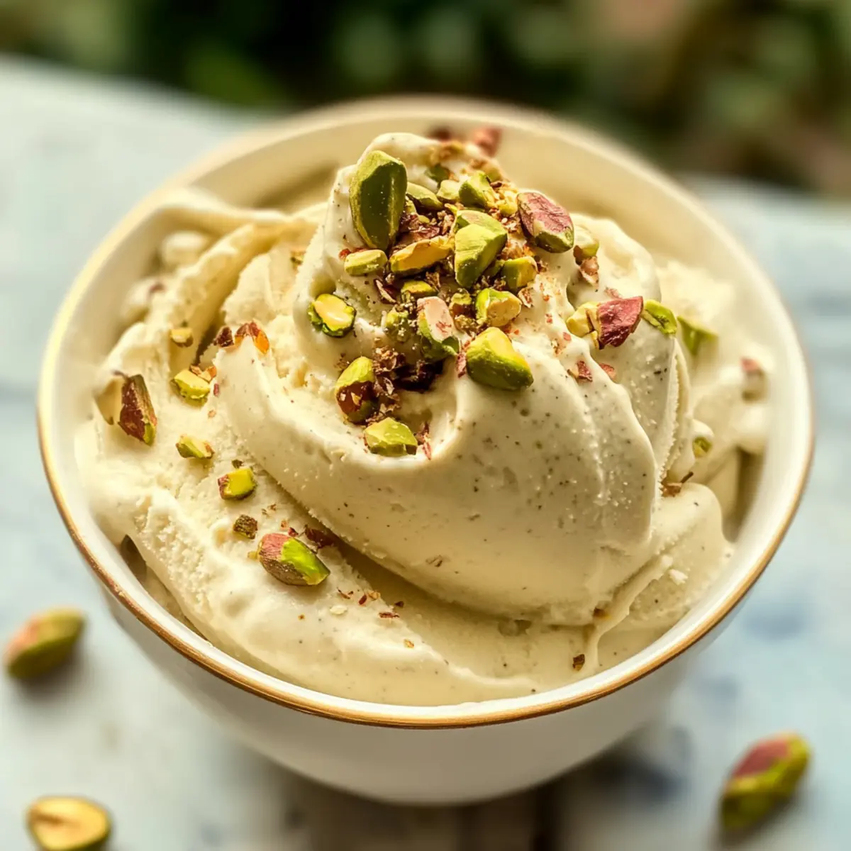 Pistazien Kardamom Gefrorener Joghurt für heiße Tage
