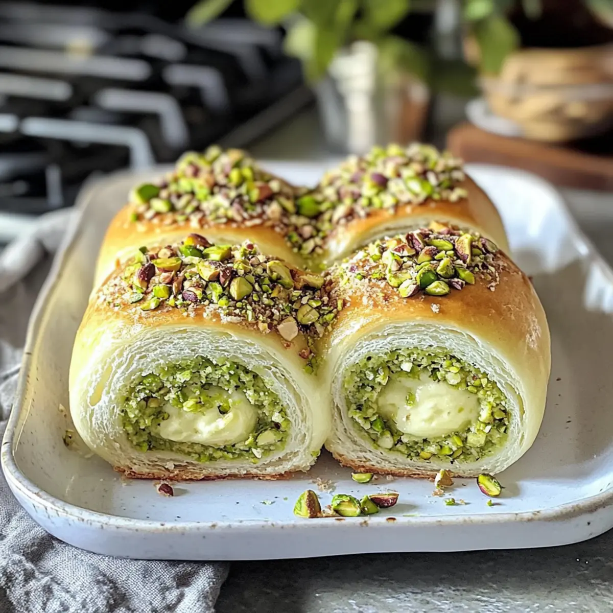 Pistaziencreme-Rollen aus sizilianischem Brioche-Teig
