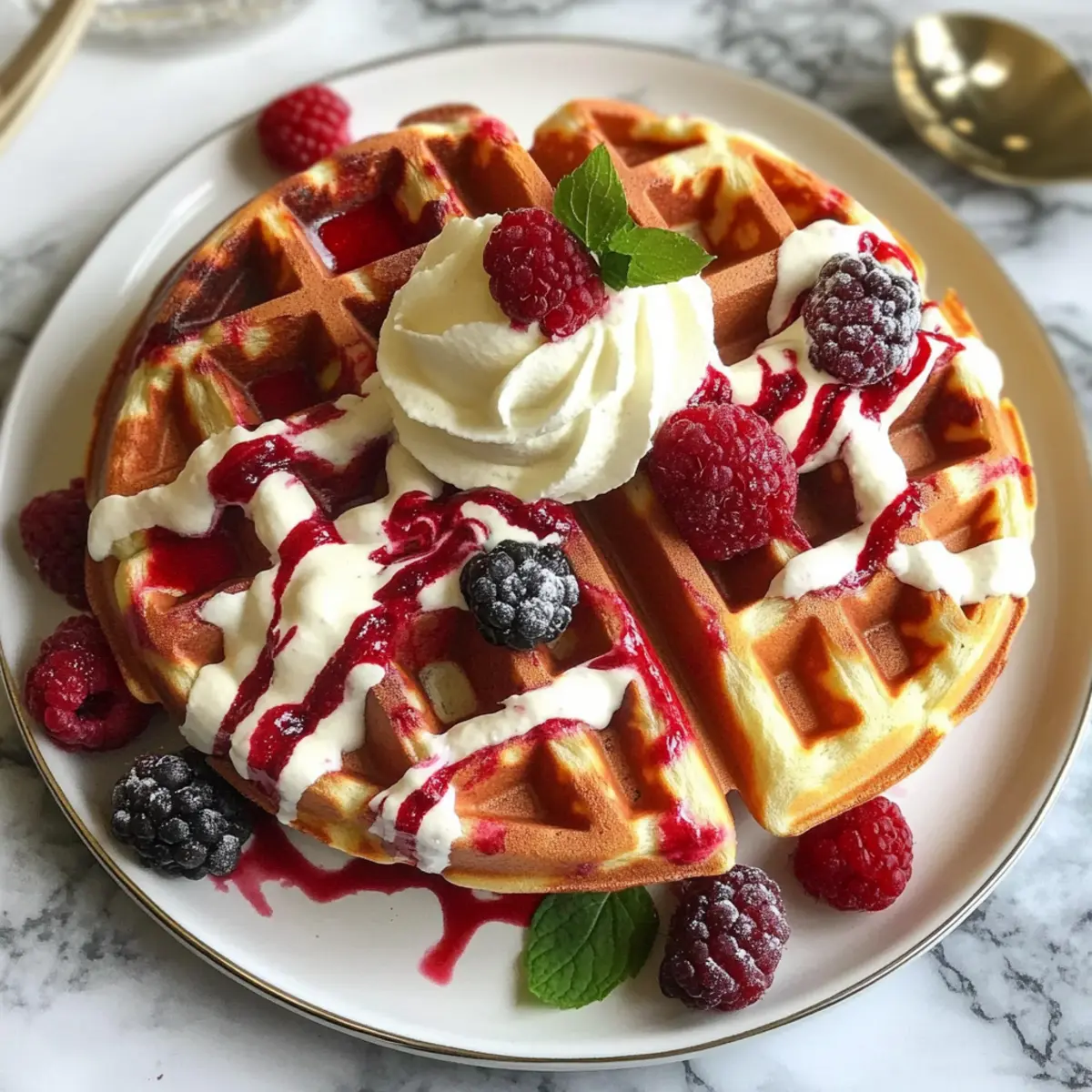 Rote Samt Marmor Waffeln für ein festliches Frühstück