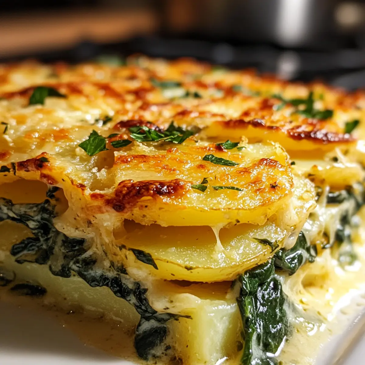 Spinat-Kartoffel-Knoblauch-Auflauf für Harmonie im Teller